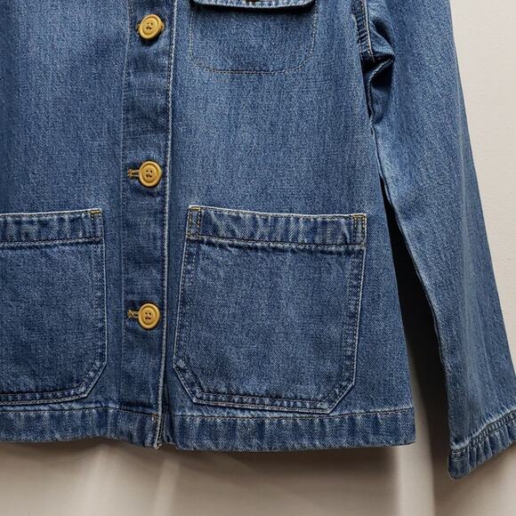 Crewcuts J. Crew Girls' Denim Chore Jacket Sherpa Trim Large 10/11 Barn Jacket - Picture 4 of 12